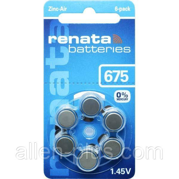 Батарейка повітряно цинкова RENATA ZA675 1.45 V (PR44), 6 шт. на блістері
