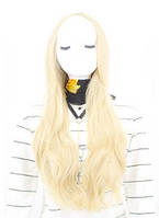 Парик длинный волнистый блонд с пробором без челки женский из термоволокна 70см блондинка (3449)