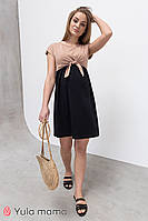 Базова трикотажна сукня для вагітних та годування CARTER бежева з чорним, розмір М