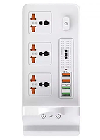Мережевий фільтр 3x220V + 4xUSB, WIRELESS POWER 10W, 2500W BKL-20
