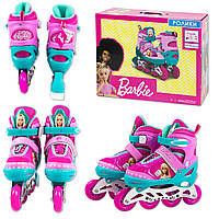 Детские Ролики RL2112 Barbie "Барби" размер M (35-38) колёса PU переднее светящееся / розовые для девочек