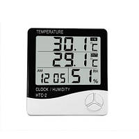 Метеостанция бытовая часы будильник гигрометр (влажность) термометр выносной датчик HTC-2, Эксклюзивный