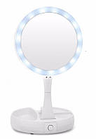 Настольное зеркало с подсветкой LED MIRROR, Зеркало косметическое для макияжа, Складное зеркало! Мега цена