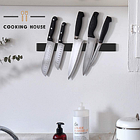 Металевий магнітний тримач ножів 40см Cooking House чорного кольору, магнітна смужка з нержавіючої сталі, тримач кухонних ножів, фото 7
