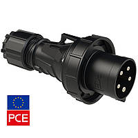 Вилка кабельная PCE 035-6xs IP67 3P+N+PE 63A 400V черная силовая (Black Stage, Event, TV, Film Commando)