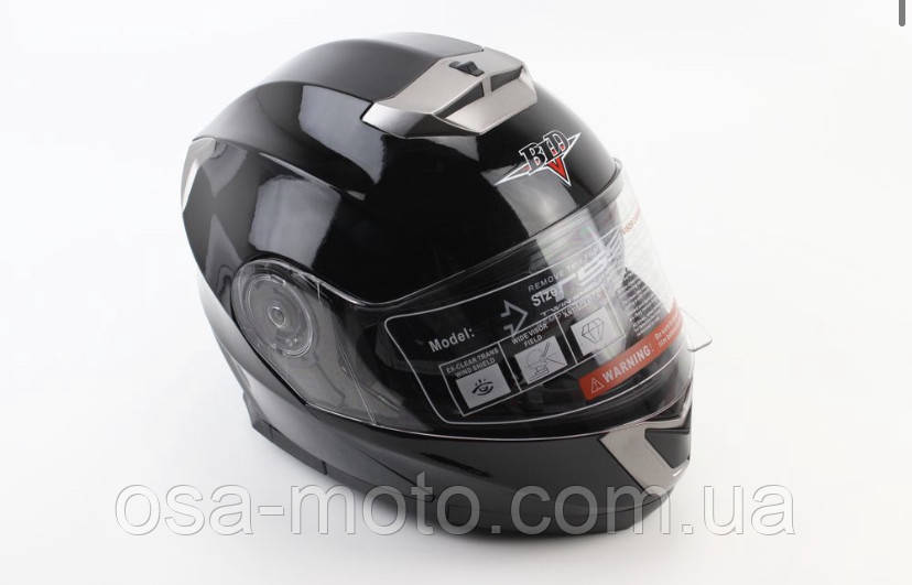Мотошолом транформер модуляр BLD M160 чорний глянцевий SM