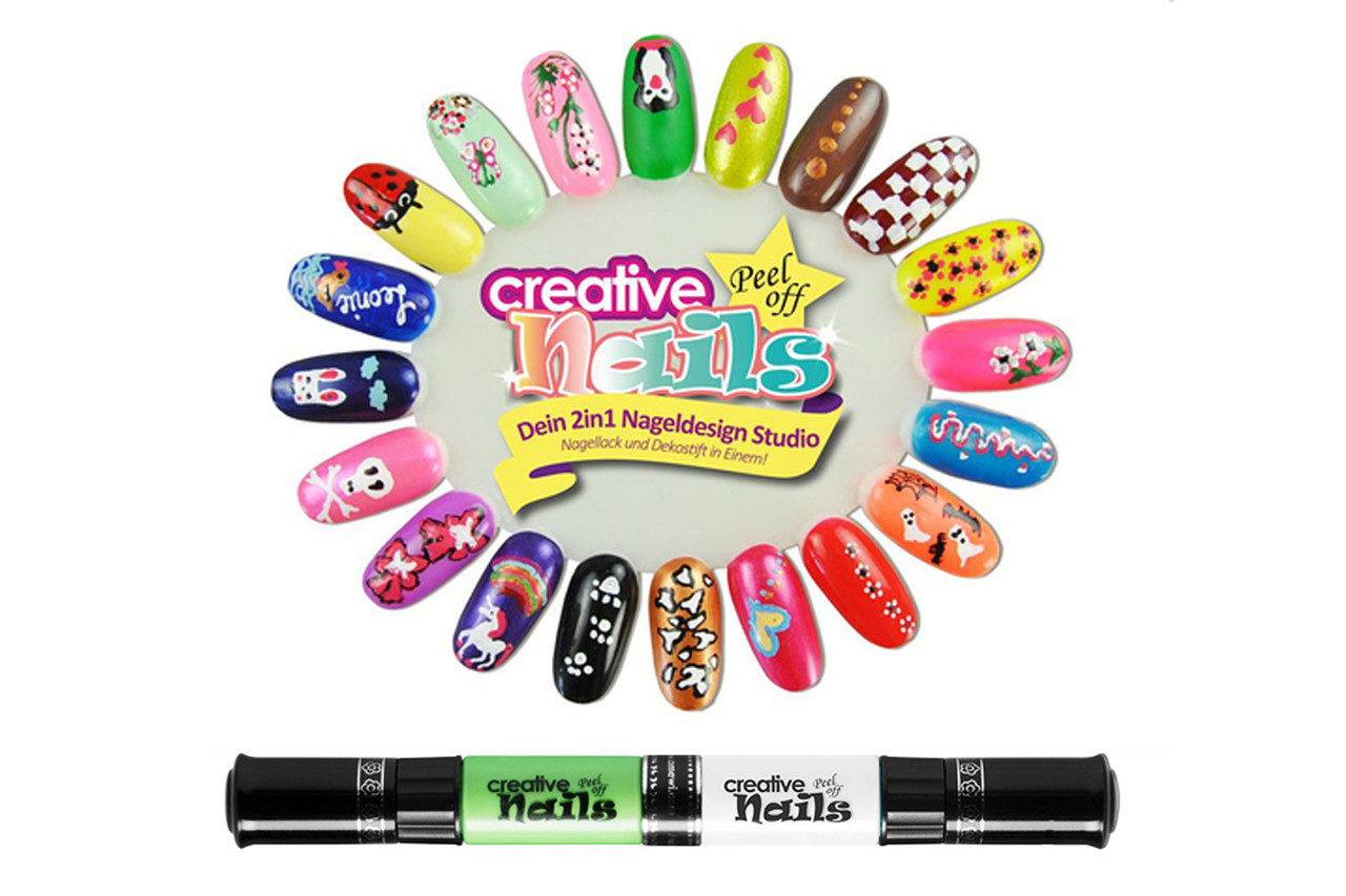 Дитячий лак-олівець для нігтів Malinos Creative Nails на водній основі (2 кольори Морський хвилі + Білий)