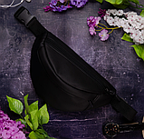 Модна поясна сумка через плече жіноча з екошкіри чорна, фото 2