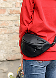 Модна поясна сумка через плече жіноча з екошкіри чорна, фото 4
