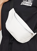 Жіноча поясна сумка бананка з екошкіри біла