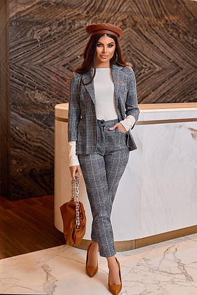 Костюм брючний клітка з піджаком, фото 1