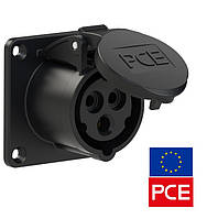 Розетка встраиваемая PCE 323-6x IP44 2P+PE 32A 230V черная силовая (Black Stage, Event, TV, Film Commando)