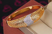 Браслет бэнгл Xuping Jewelry Шахерезада с родием 57 мм 17 мм на руку золотистый