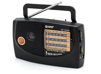 Портативний радіоприймач на батарейках KIPO KB-308AC, потужний тюнер Fm, Ам, TV