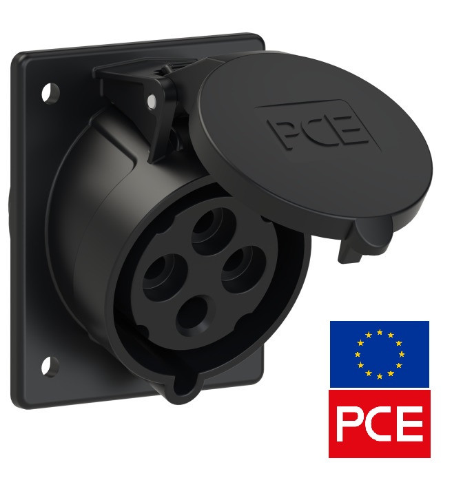 Розетка вбудована PCE 414-6x IP44 3P+PE 16A 400V похила силова (Black Stage, Event, TV, Film Commando)