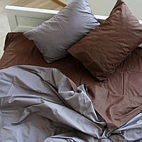 Полуторный однотонный комплект постельного белья " Серый, коричневый, шоколадный ", бязь голд люкс "Виталина"