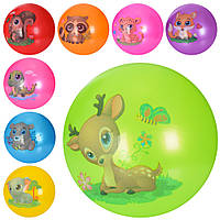 Мяч детский MS 3508 (120шт) 9 дюймов, рисунок, 60г, 8цветов, 8видов(животные)
