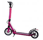 Самокат Maraton Delta рожевий передній амортизатор і ручний гальм, з ліхтарем і підстаканником, фото 4
