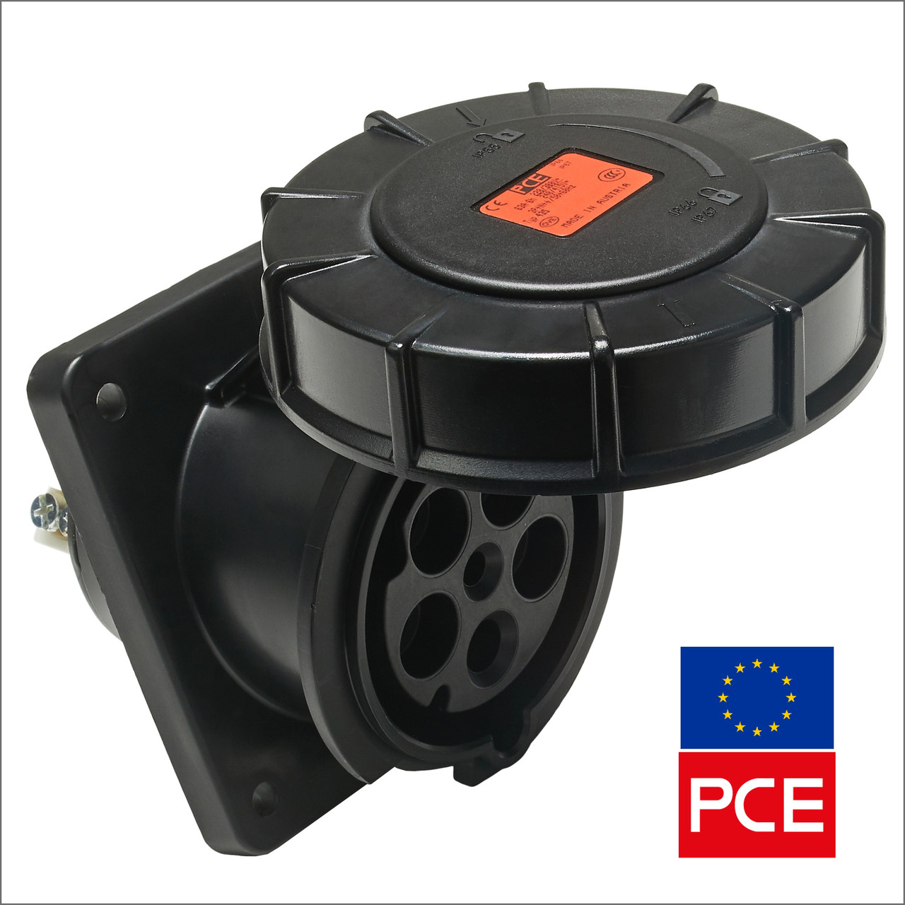 Розетка вбудована PCE 435-6xs IP67 3P+N+PE 63A 400V похила силова (Black Stage, Event, TV, Film Commando), фото 1