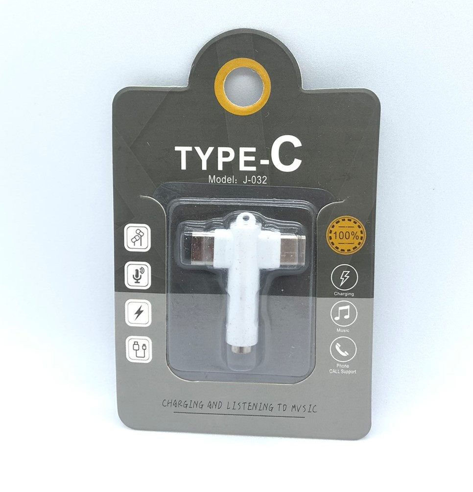 Адаптер Type-C на 3.5 Jack для смартфонів планшетів і ноутбуків чорний 15 см J-032 BF