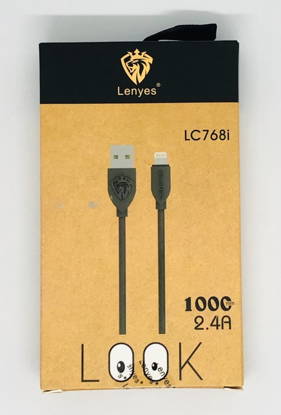 Кабель LENYES LC768i Lightning 1м 2.4A для зарядки смартфонів і планшетів чорний BF