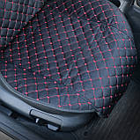 Накидки на сидіння з Алькантари PREMIUM Чорні - червона нитка - повний комплект ОРИГІНАЛ ПОЛЬЩА, фото 4