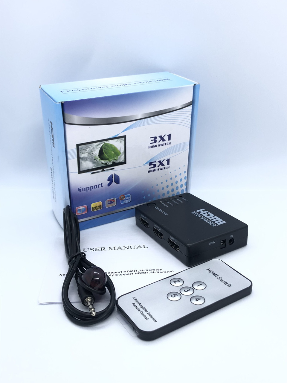 Свитч HDMI 5 входів 1 вихід 4K з пультом дистанційного керування та USB живленням BF