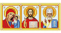 Набор для вышивки бисером "Иконостас"Николай Чудотворец,Иисус,Казанская,бог, икона,частичная выкладка,18x8 см