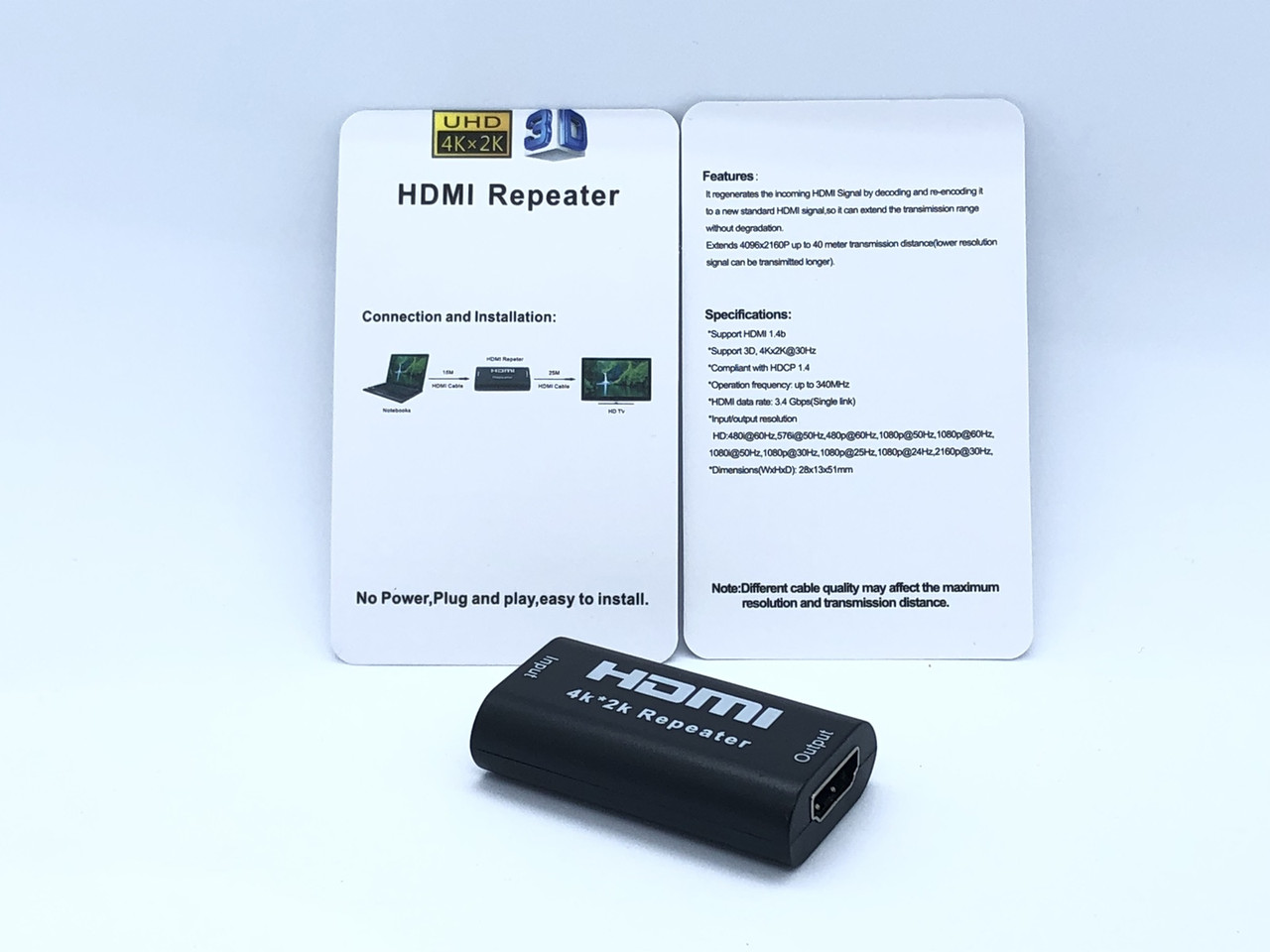 Конвертер HDMI Репітер 4K 2K F F для передачі сигналу до 30 метрів підтримка 3D BF