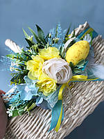 Декор на пасхальную корзину в сине-желтых украинских цветах