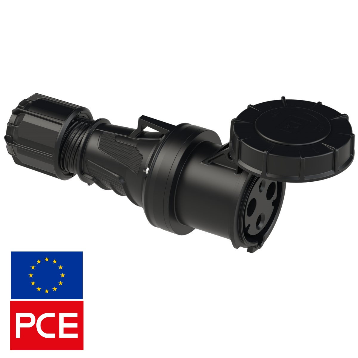 Розетка кабельна PCE 233-6xs IP67 2P+PE 63A 230V чорна силова (Black Stage, Event, TV, Film Commando)