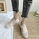 Якісні жіночі кросівки спортивні рожеві кеди пудрові відбивні вставки 38 розмір 23 см, фото 3