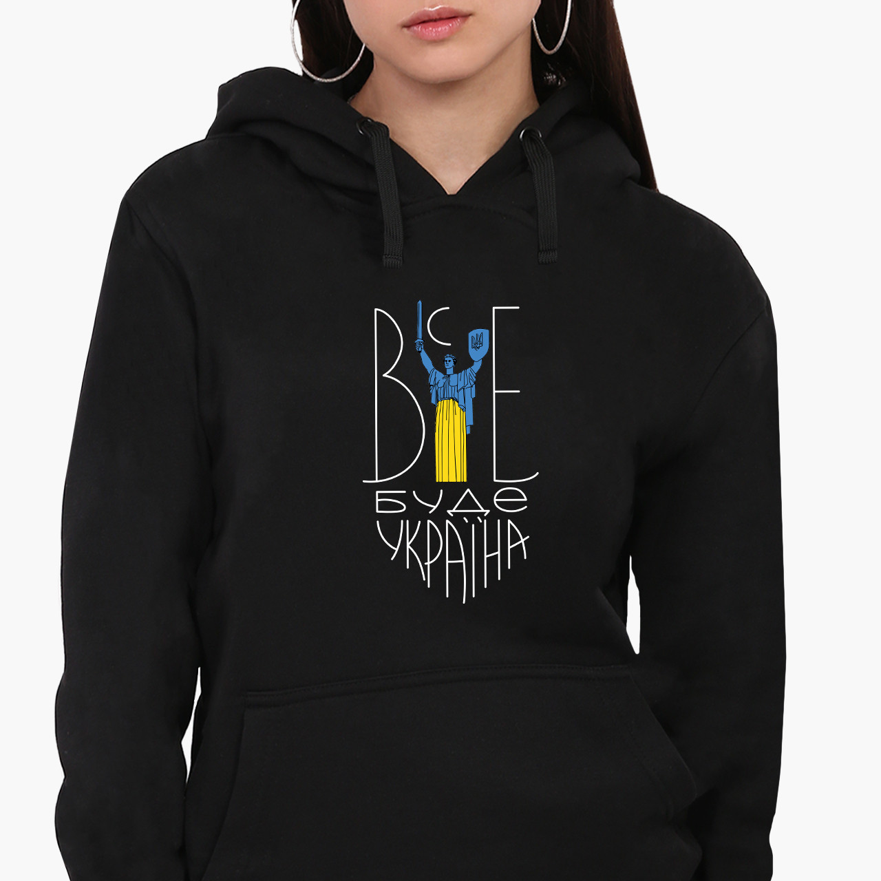 Худі жіночий Все буде Україна (Everything will be Ukraine) Кенгуру  Чорний