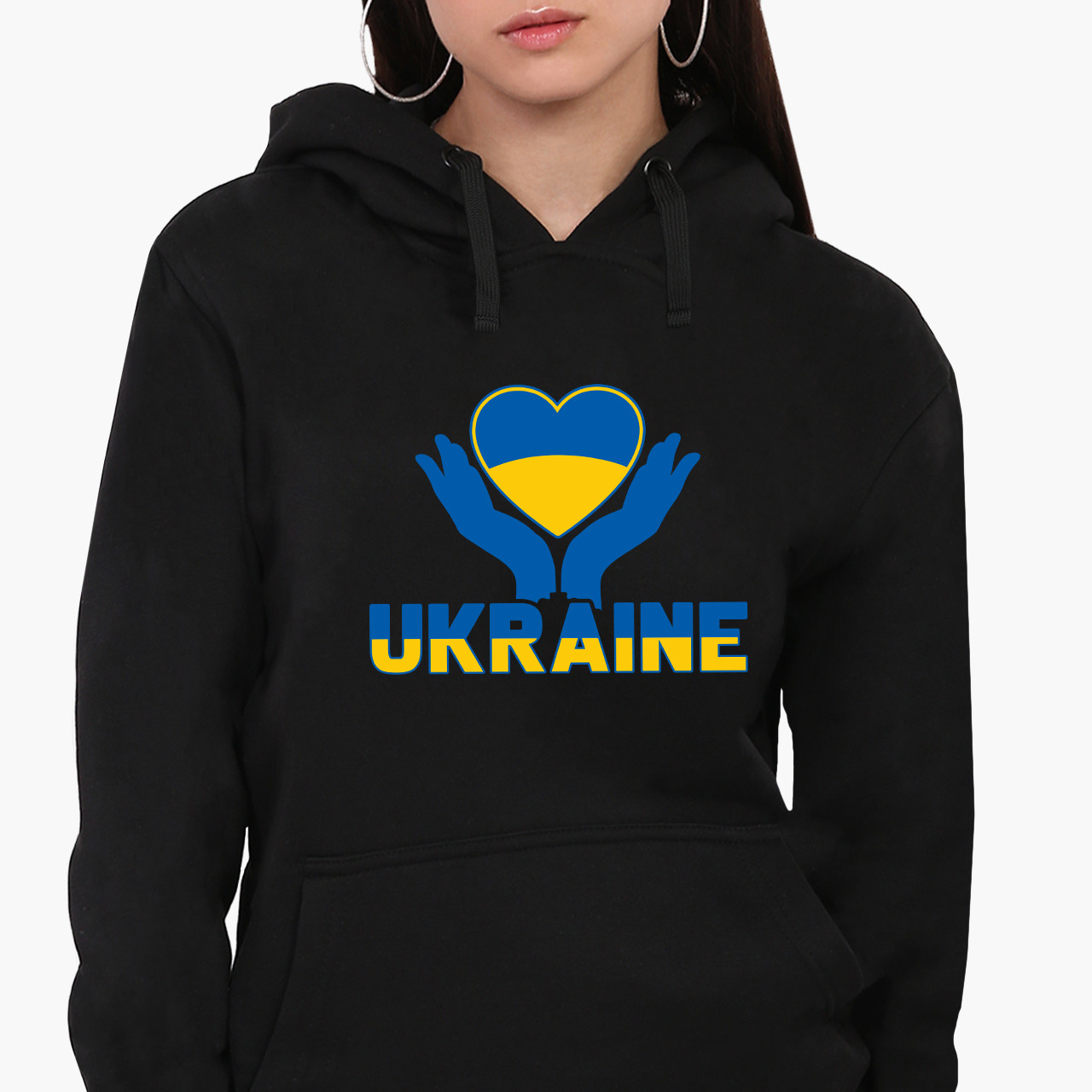 Худі жіночий Україна (Ukraine) Кенгуру  Чорний