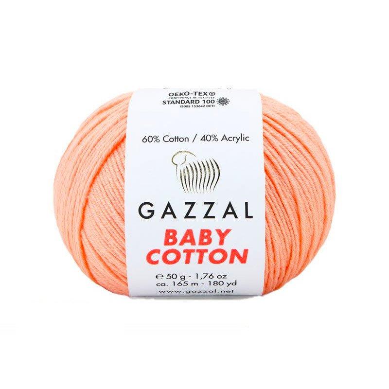 Gazzal BABY COTTON (Газзал Бейбi Котон) № 3412 персик (Пряжа бавовняна, нитки для в'язання), фото 1