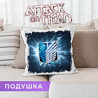 Подушка Атака Титанів Attack on Titan з синім логотипом