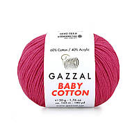 Gazzal BABY COTTON (Газзал Бейбi Котон) № 3415 малиновий (Пряжа бавовняна, нитки для в'язання)