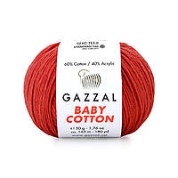 Gazzal BABY COTTON (Газзал Бейби Коттон) № 3418 коралловый (Пряжа хлопковая, нитки для вязания)