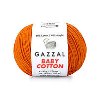 Gazzal BABY COTTON (Газзал Бейби Коттон) № 3419 апельсин (Пряжа хлопковая, нитки для вязания)