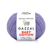 Gazzal BABY COTTON (Газзал Бейби Коттон) № 3420 сирень (Пряжа хлопковая, нитки для вязания)