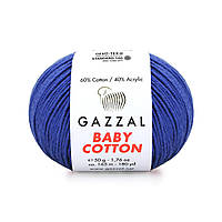 Gazzal BABY COTTON (Газзал Бейби Коттон) № 3421 ультрамарин (Пряжа хлопковая, нитки для вязания)