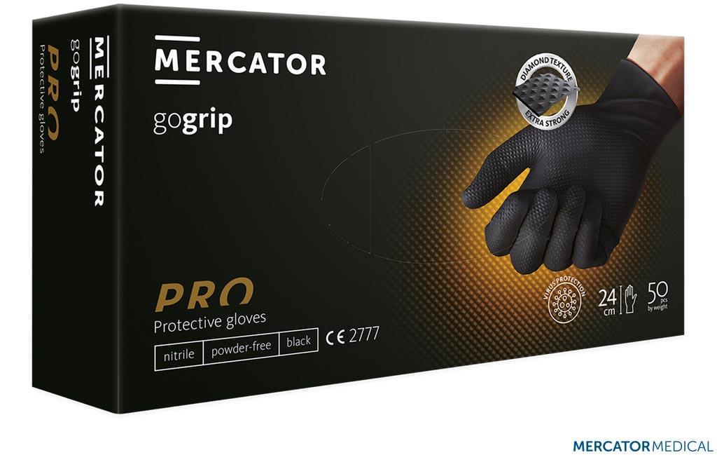 Рукавички нітрилові чорні MERCATOR MEDICAL Польща RMM-PGRIPGO B