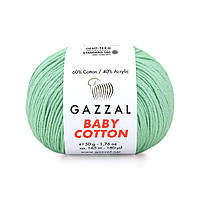 Gazzal BABY COTTON (Газзал Бейби Коттон) № 3425 водяная зелень (Пряжа хлопковая, нитки для вязания)