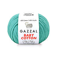 Gazzal BABY COTTON (Газзал Бейбi Котон) № 3426 бірюзовий (Пряжа бавовняна, нитки для в'язання)