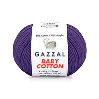 Gazzal BABY COTTON (Газзал Бейбi Котон) № 3440 фіолетовий (Пряжа бавовняна, нитки для в'язання)