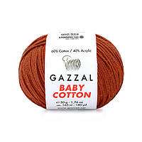 Gazzal BABY COTTON (Газзал Бейбi Котон) № 3453 теракот (Пряжа бавовняна, нитки для в'язання)