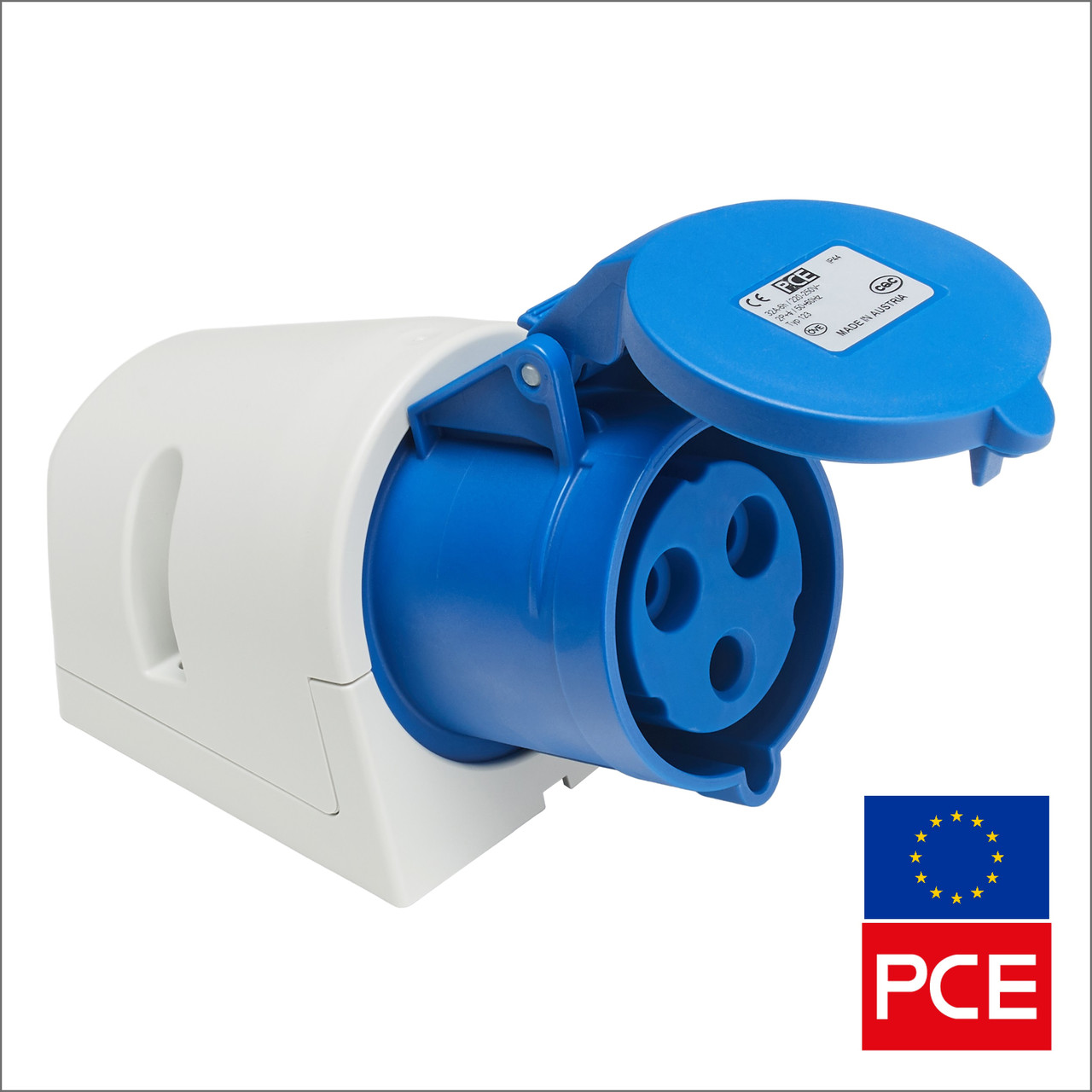 Розетка настінна PCE 123-6 IP44 2P+PE 32A 230V (силова), фото 1