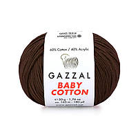 Gazzal BABY COTTON (Газзал Бейби Коттон) № 3436 шоколад (Пряжа хлопковая, нитки для вязания)