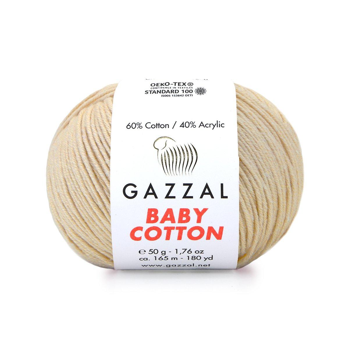 Gazzal BABY COTTON (Газзал Бейбi Котон) № 3445 крем (Пряжа бавовняна, нитки для в'язання)