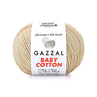 Gazzal BABY COTTON (Газзал Бейбi Котон) № 3445 крем (Пряжа бавовняна, нитки для в'язання)